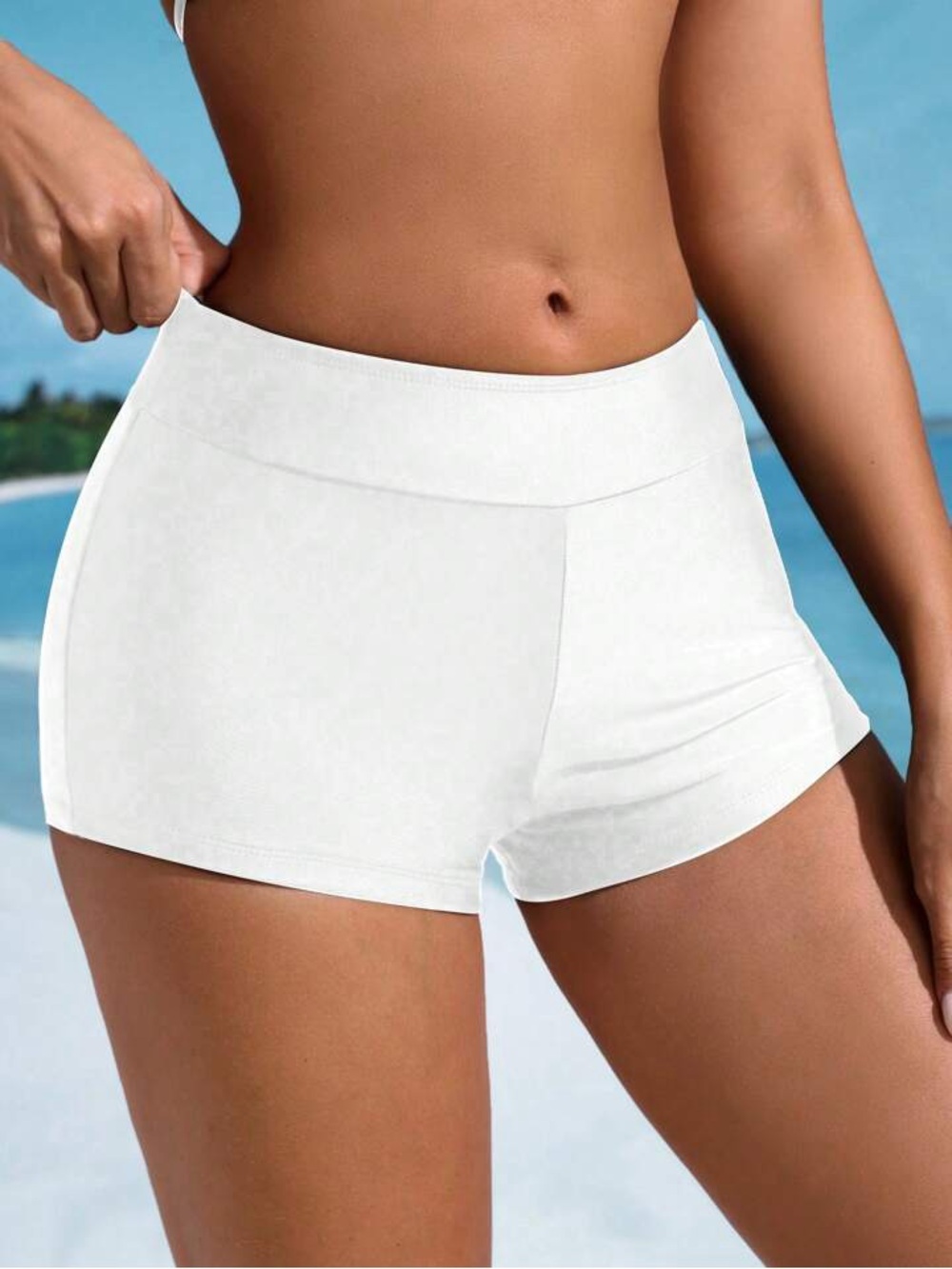 SHEIN White High-Rise Bike Shorts